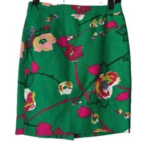 NWOT J. Crew Green Floral Mini Skirt
